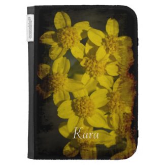 Grungy Yellow Wildflowers Kindle Case