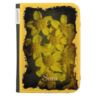 Grungy Yellow Wildflowers on Yellow Kindle Cases