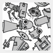 Grupo de robots calcomanía cuadrada