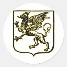 GRYPHON SHIELD IN SEPIA TONE VINTAGE PRINT STICKERS
