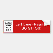 GTFO Passing Lane Bumper Stickers