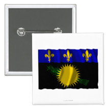 Guadeloupe waving flag pinback buttons