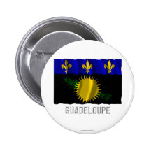Guadeloupe waving flag with name pinback button