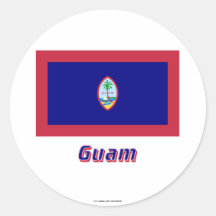 Guam Flag with Name Round Sticker
