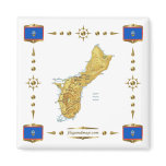 Guam Map + Flags Magnet