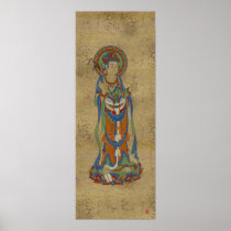 Guan Yin Buddha Crackle Background Art Print posters
