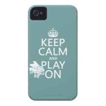 Guarde la calma y el juego en (piano) (cualquier c iPhone 4 Case-Mate protectores