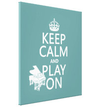 Guarde la calma y el juego en (piano) (cualquier c impresiones en lona estiradas