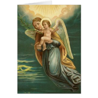 Guardian Angel And Baby Jesus Greeting Cards
