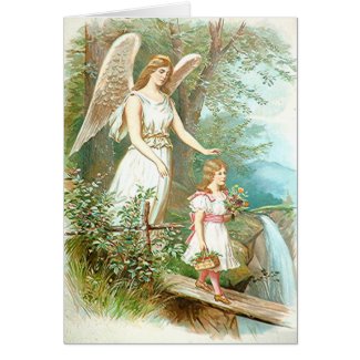 Guardian Angel And Girl Card