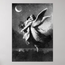 Guardian Angel At Night Print