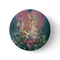 GUARDIAN ANGEL & BABY by SHARON SHARPE Pinback Button