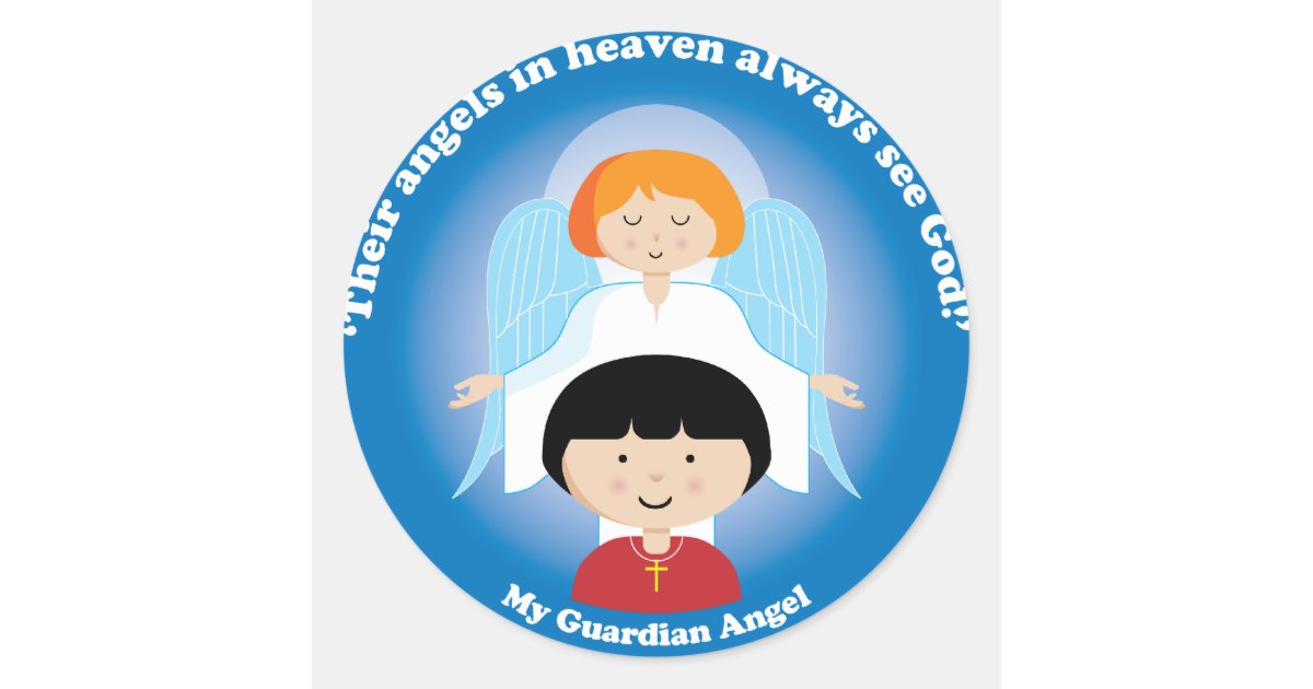 Guardian Angel Classic Round Sticker Zazzle