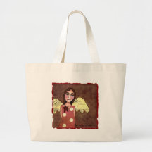 Guardian Angel - folk art tote bag