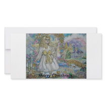 Guardian angel, Merry Christmas. Photo Greeting Card