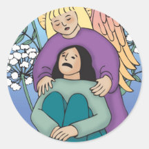 Guardian Angel Round Sticker
