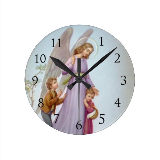 Guardian Angel Wall Clock with Numbers Zazzle