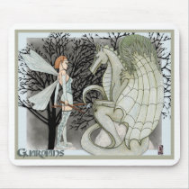 Guardians, dragon and fairy art Mousepad by JenDuBrayArtist Guardians, dragon and fairy art Mousepad