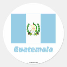 Guatemala Flag with Name Round Sticker