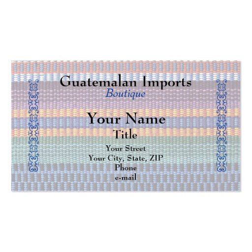 Guatemalan Imports Boutique Business Card (back side)