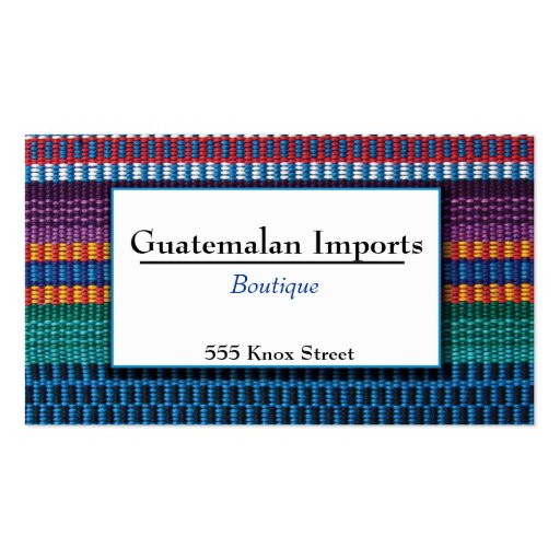 Guatemalan Imports Boutique Business Card (front side)