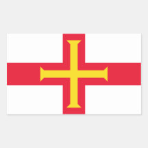 Guernsey Flag. Britain, British Crown Rectangle Stickers