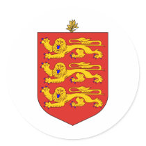 Guernsey Official Coat Of Arms Heraldry Symbol Round Stickers
