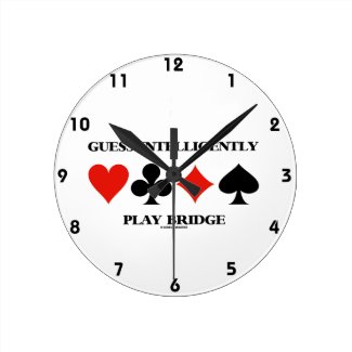 Guess Intelligently Play Bridge (Four Card Suits) Round Wallclock