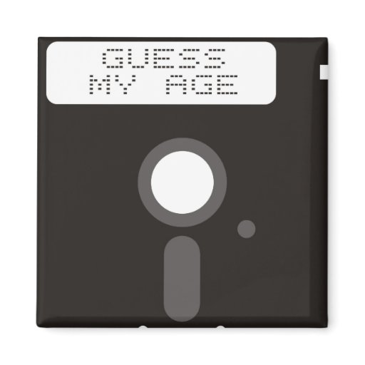 Guess my age. Funny old computer floppy disk Fridge Zazzle