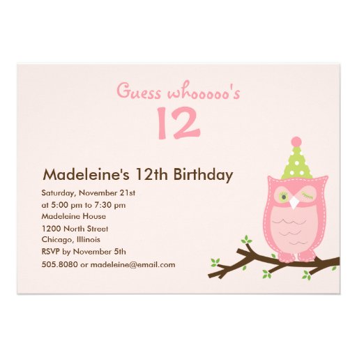 Guess Whooo? Girl Birthday Party Invitation