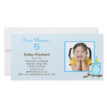 Guess Whooo? Photo Birthday Party Invitation -Blue Custom Photo Card