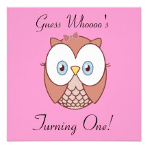 Guess Whoooo's , Turning One? Invitation