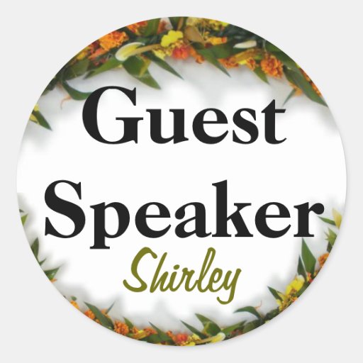 Guest speaker Name tag sticker template Zazzle