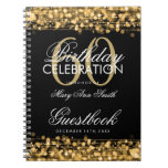 Guestbook 60th Birthday Party Sparkles Gold Spiral Note Book