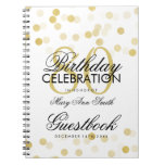 Guestbook 80th Birthday Gold Foil Glitter Lights Spiral Notebook