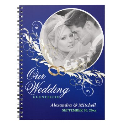 Guestbook Custom Wedding Photo - Sapphire Blue Spiral Notebook