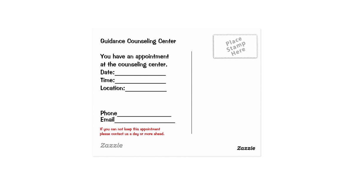 Guidance Counselor Appointment Post Card Zazzle