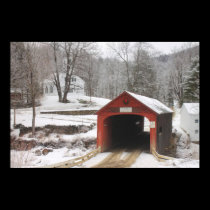 Guilford Vermont Covered Bridge and Village Scene posters