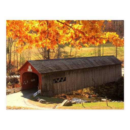 Guilford Vermont Covered Bridge Autumn Post Card