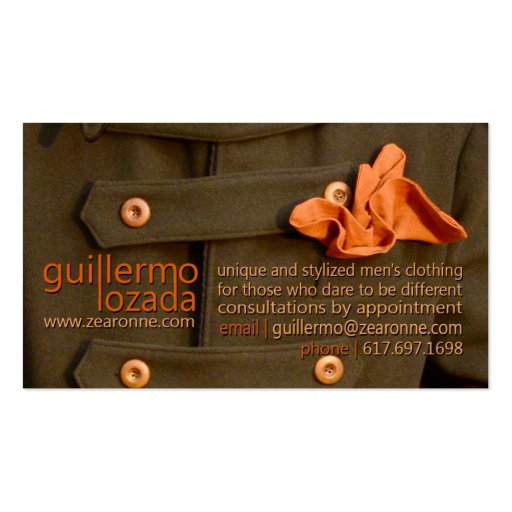 Guillermo Lozada | Zearonne.com Business Card (front side)