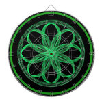 Guilloche Mandala Green and Black Dartboard dartboards