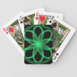 Guilloche Mandala Green and Black Playing Cards playing cards