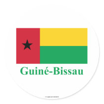 Guinea-Bissau Flag with Name in Portuguese Round Stickers