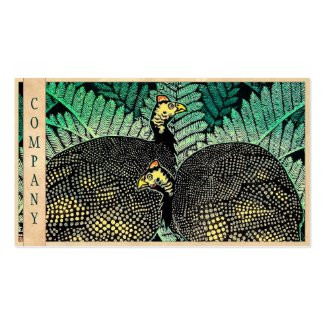 Guinea Hens kasamatsu shiro bird leaf japanese art Business Card Templates