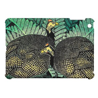 Guinea Hens kasamatsu shiro bird leaf japanese art iPad Mini Cover