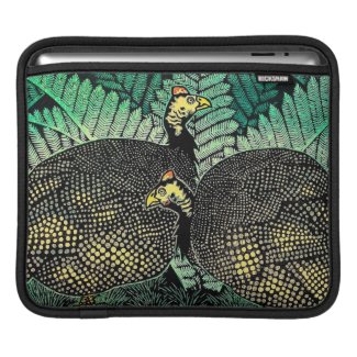 Guinea Hens kasamatsu shiro bird leaf japanese art iPad Sleeve