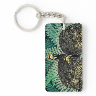 Guinea Hens kasamatsu shiro bird leaf japanese art Acrylic Keychain