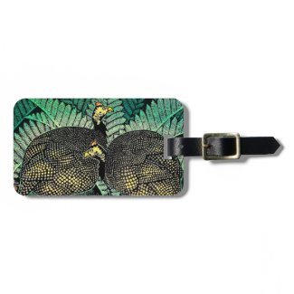 Guinea Hens kasamatsu shiro bird leaf japanese art Luggage Tag