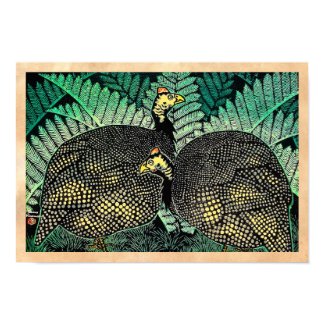 Guinea Hens kasamatsu shiro bird leaf japanese art Print