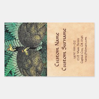 Guinea Hens kasamatsu shiro bird leaf japanese art Rectangle Sticker